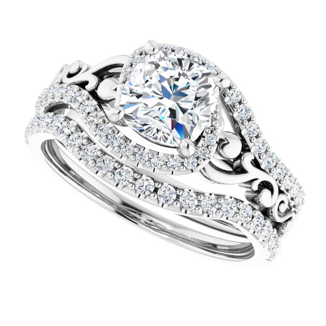 1.31 Tcw Cushion Lab-Grown EF/VS1+ Bypass Halo Engagement Ring in 14KW | AllComponents_View5 1.31 Tcw Cushion Lab-Grown EF/VS1+ Bypass Halo Engagement Ring in 14KW | AllComponents_View5