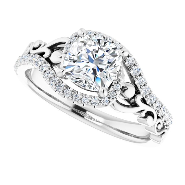 1.31 Tcw Cushion Lab-Grown EF/VS1+ Bypass Halo Engagement Ring in 14KW | View5 1.31 Tcw Cushion Lab-Grown EF/VS1+ Bypass Halo Engagement Ring in 14KW | View5