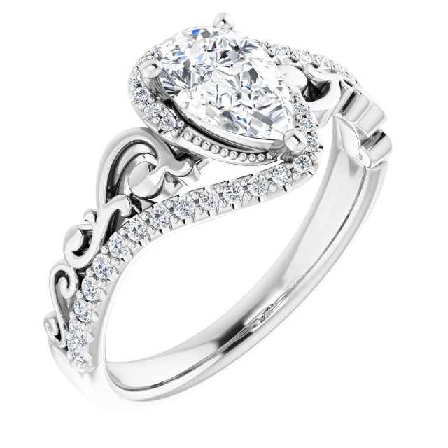1.14 Tcw Pear Lab-Grown GH/VS2+ Bypass Halo Engagement Ring in PLAT | ViewA 1.14 Tcw Pear Lab-Grown GH/VS2+ Bypass Halo Engagement Ring in PLAT | ViewA