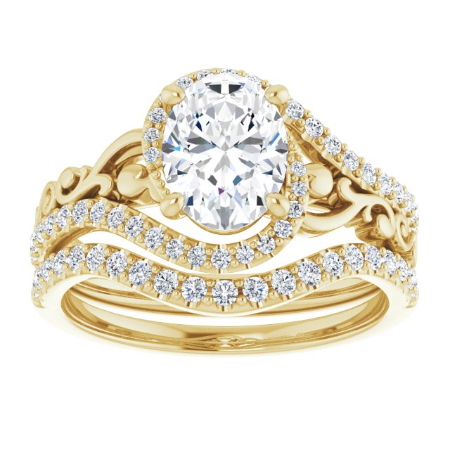 1.72 Tcw Oval Diamond EF/VS1+ Bypass Halo Engagement Ring in 14KY | AllComponents_ViewS