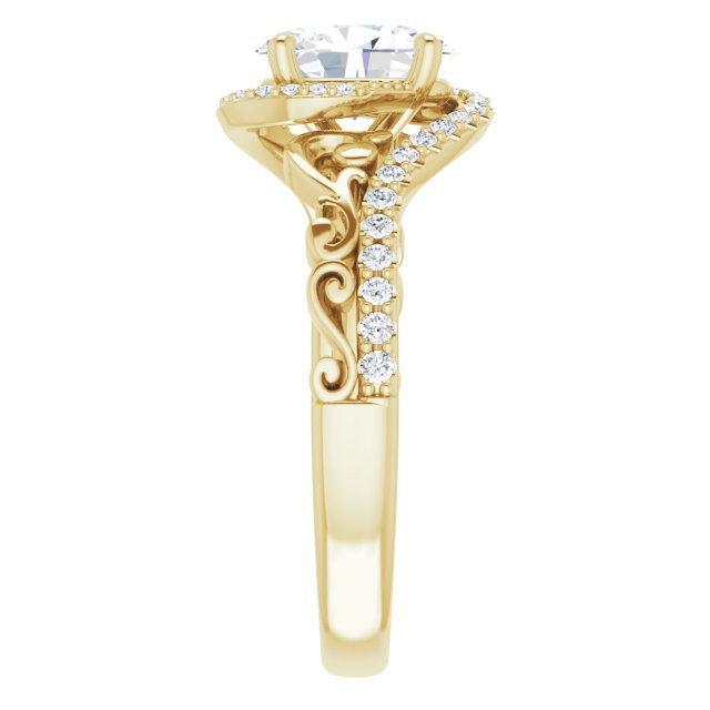 1.72 Tcw Oval Diamond EF/VS1+ Bypass Halo Engagement Ring in 14KY | ViewE
