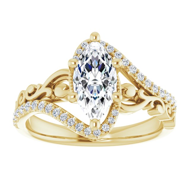 1.20 Tcw Marquise Diamond EF/VS1+ Bypass Halo Engagement Ring in 14KY | ViewS 1.20 Tcw Marquise Diamond EF/VS1+ Bypass Halo Engagement Ring in 14KY | ViewS