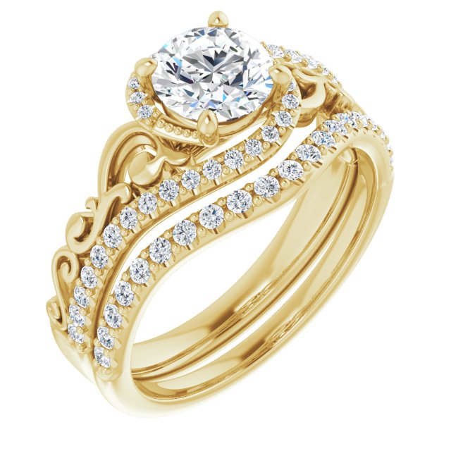 1.01 Tcw Round Lab-Grown EF/VS1+ Bypass Halo Engagement Ring in 18KY | AllComponents_ViewA 1.01 Tcw Round Lab-Grown EF/VS1+ Bypass Halo Engagement Ring in 18KY | AllComponents_ViewA