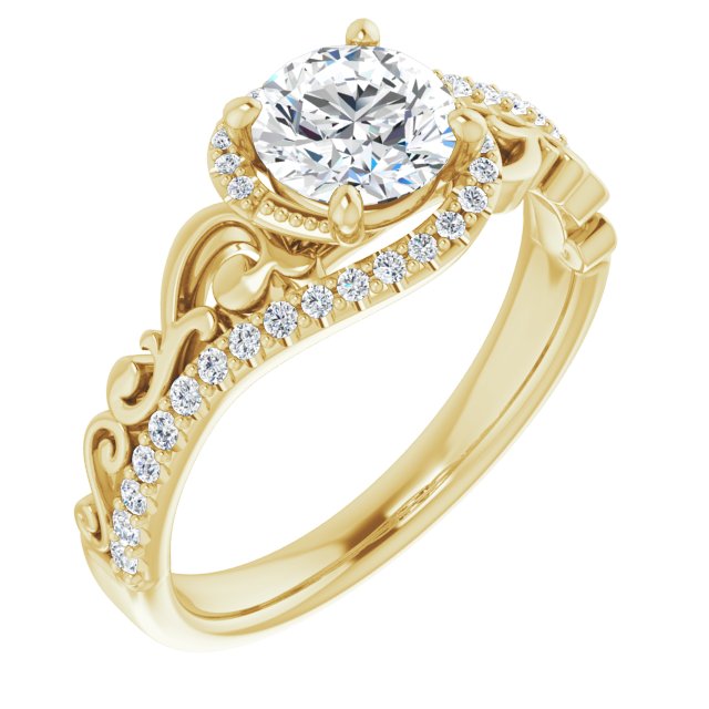 1.01 Tcw Round Lab-Grown EF/VS1+ Bypass Halo Engagement Ring in 18KY | ViewA 1.01 Tcw Round Lab-Grown EF/VS1+ Bypass Halo Engagement Ring in 18KY | ViewA