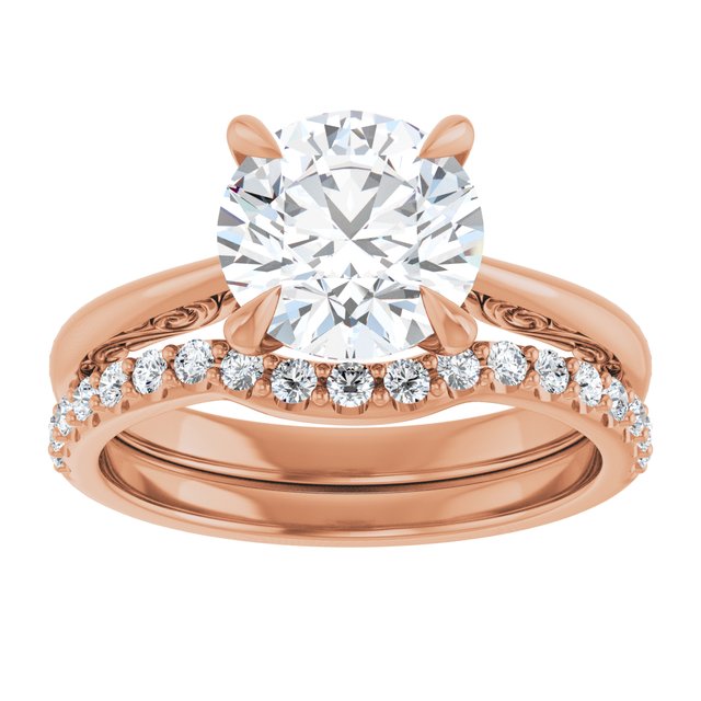 2.23 carat Round Lab-Grown GH/VS2+ Engraved Solitaire Engagement Ring in 14KR | AllComponents_ViewS