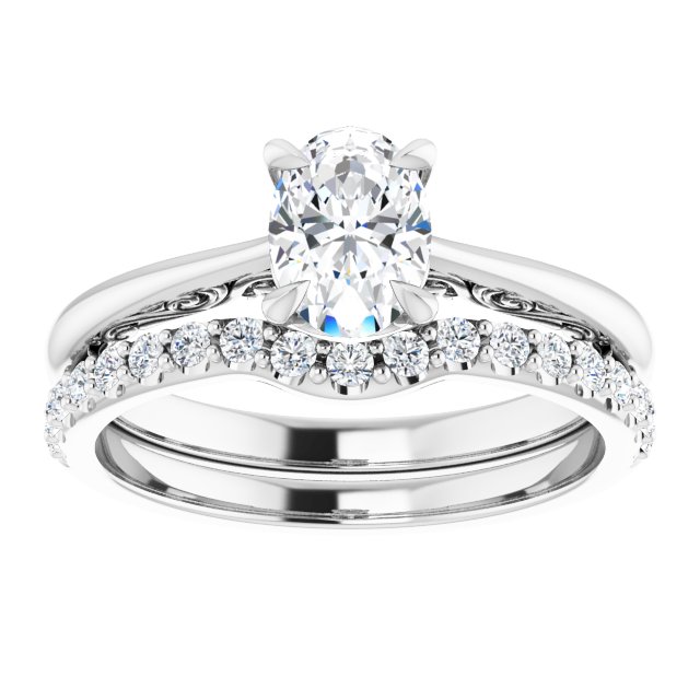 0.91 carat Oval Lab-Grown D/VVS2+ Engraved Solitaire Engagement Ring in PLAT | AllComponents_ViewS