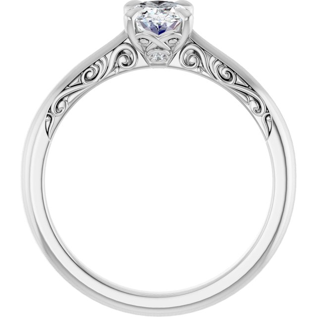 0.91 carat Oval Lab-Grown D/VVS2+ Engraved Solitaire Engagement Ring in PLAT | ViewB_4