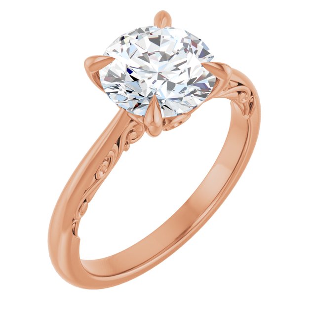 2.23 carat Round Lab-Grown GH/VS2+ Engraved Solitaire Engagement Ring in 14KR | ViewA