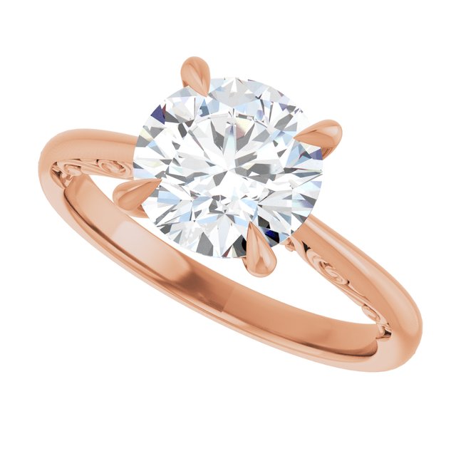 2.23 carat Round Lab-Grown GH/VS2+ Engraved Solitaire Engagement Ring in 14KR | View5