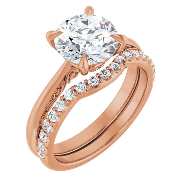2.23 carat Round Lab-Grown GH/VS2+ Engraved Solitaire Engagement Ring in 14KR | AllComponents_ViewA