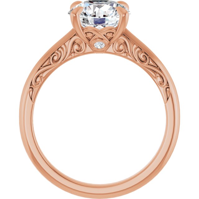 2.23 carat Round Lab-Grown GH/VS2+ Engraved Solitaire Engagement Ring in 14KR | ViewB_4