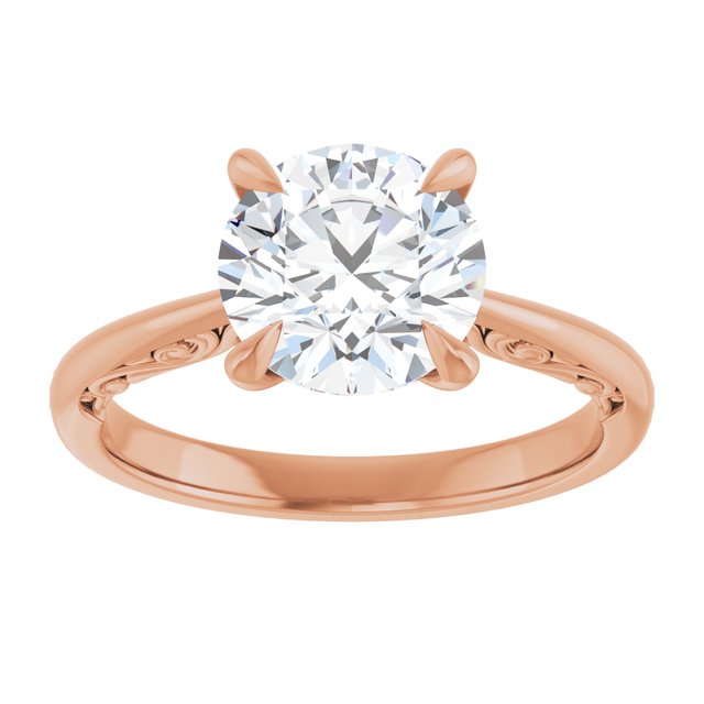 2.23 carat Round Lab-Grown GH/VS2+ Engraved Solitaire Engagement Ring in 14KR | ViewS