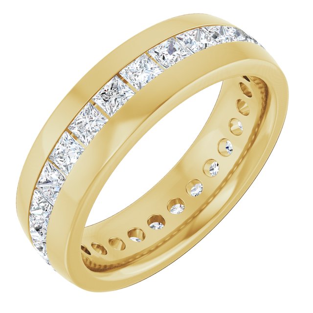 Modern 2.16 tcw Square Diamond D/VVS2+ Eternity Ring in 18KY | ViewA