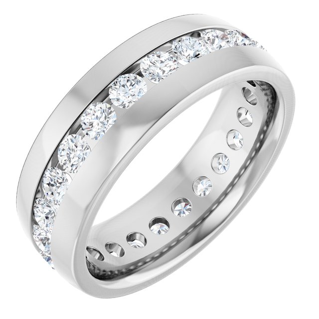Modern 1.44 tcw Round Moissanite DEF/VVS Eternity Ring in 14KW | ViewA