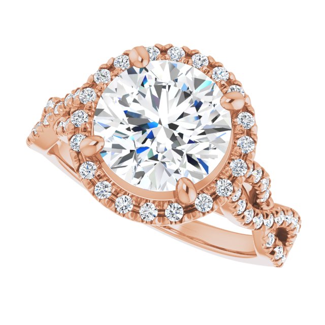 2.91 Tcw Round Moissanite DEF/VVS Infinity Halo Engagement Ring in 18KR | View5