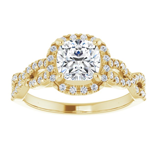 1.43 Tcw Cushion Lab-Grown D/VVS2+ Infinity Halo Engagement Ring in 18KY | ViewS