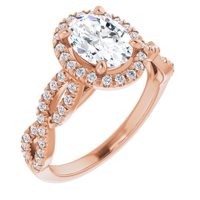 1.89 Tcw Oval Diamond EF/VS1+ Infinity Halo Engagement Ring in 18KR | ViewA 1.89 Tcw Oval Diamond EF/VS1+ Infinity Halo Engagement Ring in 18KR | ViewA