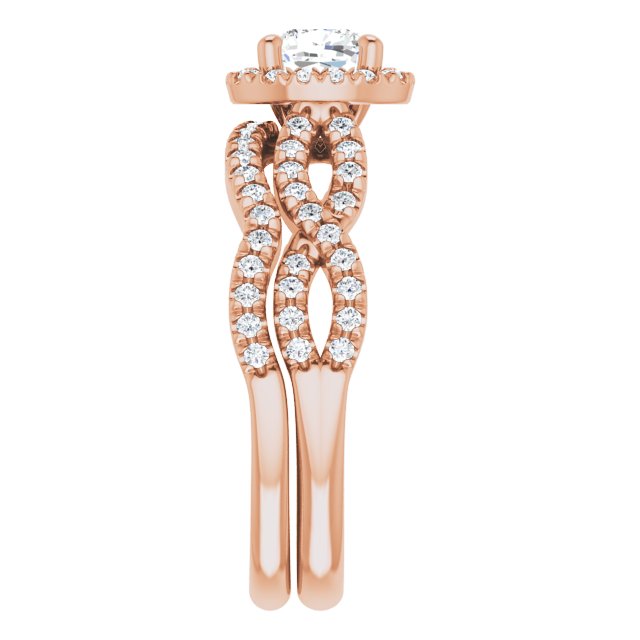 0.93 Tcw Cushion Diamond D/VVS2+ Infinity Halo Engagement Ring in 18KR | AllComponents_ViewE 0.93 Tcw Cushion Diamond D/VVS2+ Infinity Halo Engagement Ring in 18KR | AllComponents_ViewE