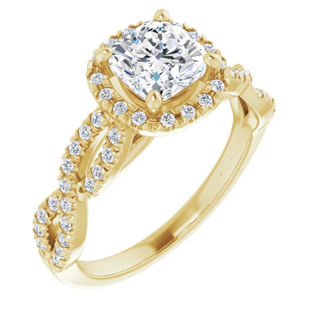 1.43 Tcw Cushion Lab-Grown D/VVS2+ Infinity Halo Engagement Ring in 18KY | ViewA