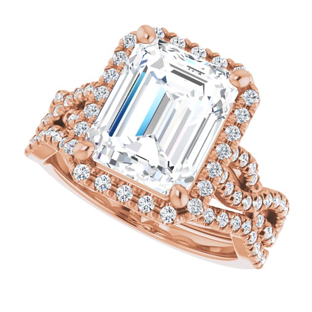 3.99 Tcw Emerald Lab-Grown EF/VS1+ Infinity Halo Engagement Ring in 14KR | AllComponents_View5