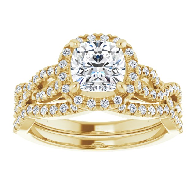 1.43 Tcw Cushion Lab-Grown D/VVS2+ Infinity Halo Engagement Ring in 18KY | AllComponents_ViewS