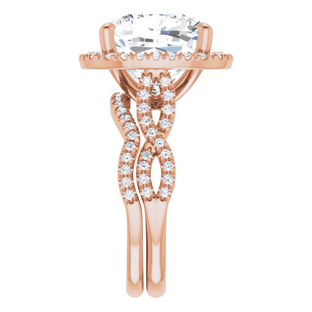10.53 Tcw Cushion Lab-Grown D/VVS2+ Infinity Halo Engagement Ring in 18KR | AllComponents_ViewE