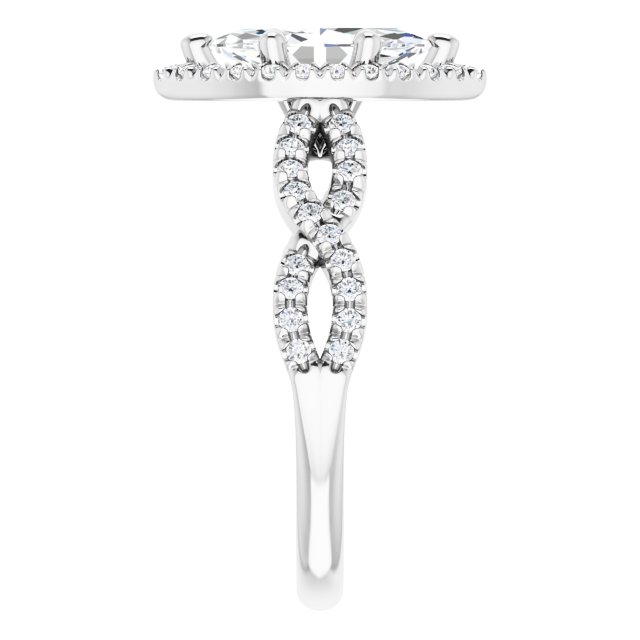 1.41 Tcw Marquise Diamond EF/VS1+ Infinity Halo Engagement Ring in 14KW | ViewE