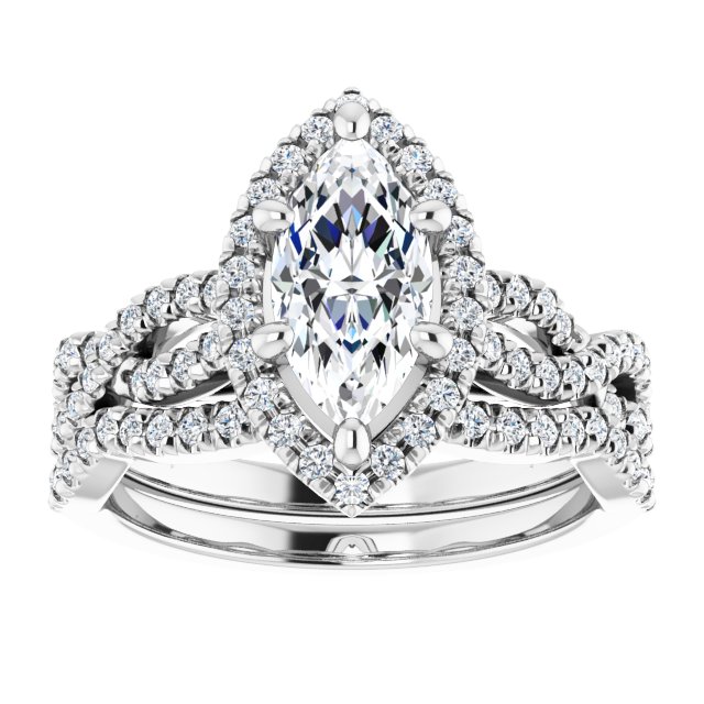 1.41 Tcw Marquise Diamond EF/VS1+ Infinity Halo Engagement Ring in 14KW | AllComponents_ViewS