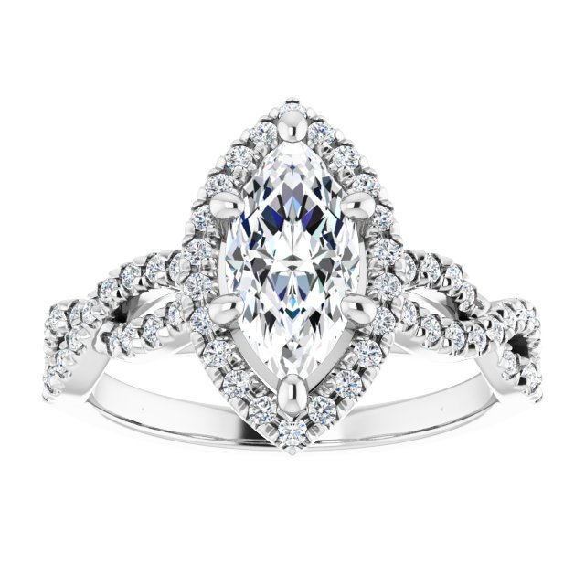 1.41 Tcw Marquise Diamond EF/VS1+ Infinity Halo Engagement Ring in 14KW | ViewS