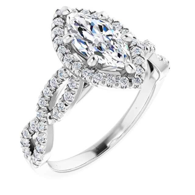 1.41 Tcw Marquise Diamond EF/VS1+ Infinity Halo Engagement Ring in 14KW | ViewA