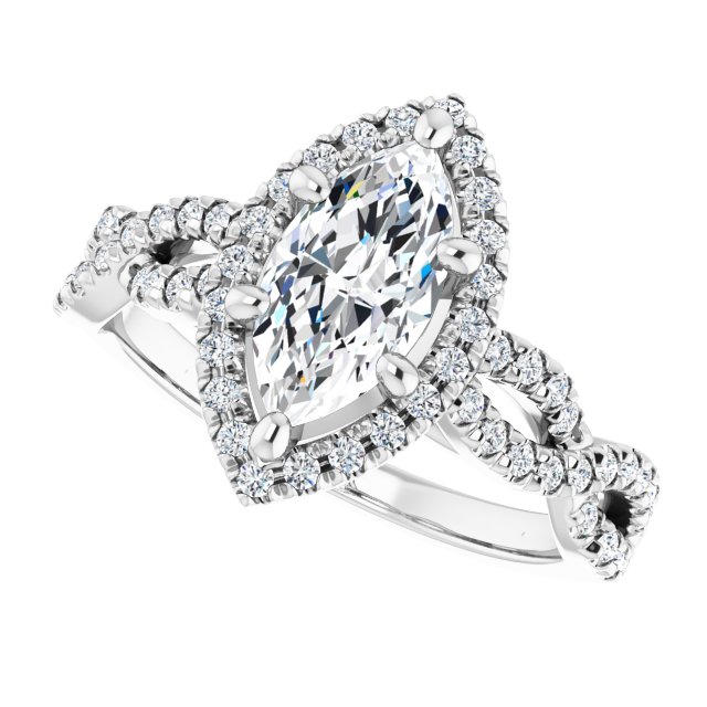 1.41 Tcw Marquise Diamond EF/VS1+ Infinity Halo Engagement Ring in 14KW | View5