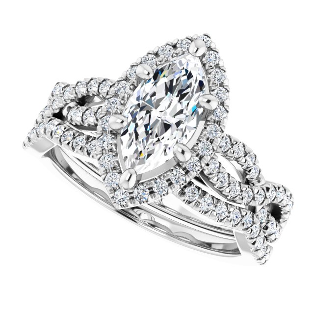 1.41 Tcw Marquise Diamond EF/VS1+ Infinity Halo Engagement Ring in 14KW | AllComponents_View5