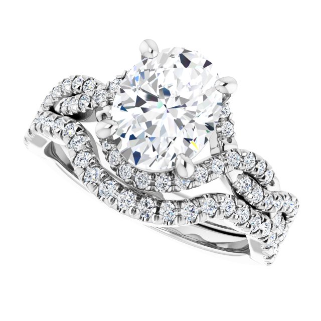 2.44 Tcw Oval Lab-Grown D/VVS2+ Bypass Halo Engagement Ring in 14KW | AllComponents_View5