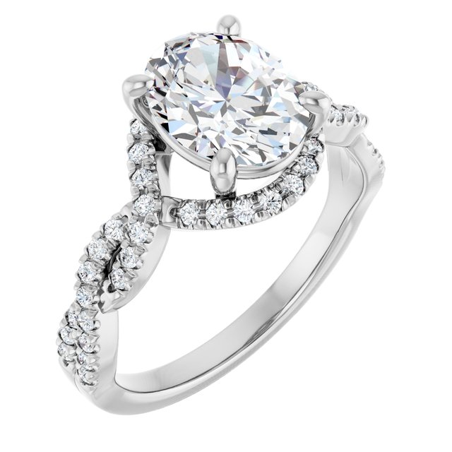2.44 Tcw Oval Lab-Grown D/VVS2+ Bypass Halo Engagement Ring in 14KW | ViewA