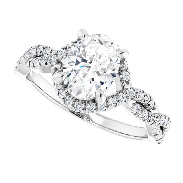 1.84 Tcw Oval Lab-Grown GH/VS2+ Bypass Halo Engagement Ring in 14KW | View5