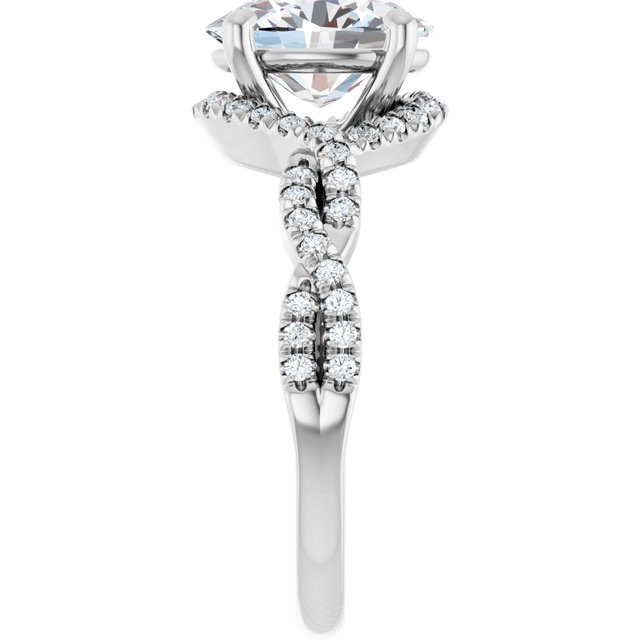 2.44 Tcw Oval Lab-Grown D/VVS2+ Bypass Halo Engagement Ring in 14KW | ViewE