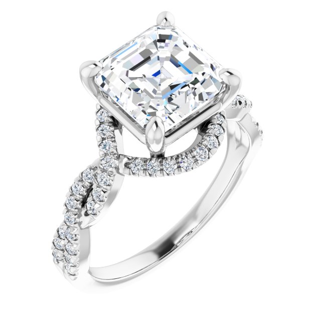 3.35 Tcw Asscher Lab-Grown EF/VS1+ Bypass Halo Engagement Ring in PLAT | ViewA