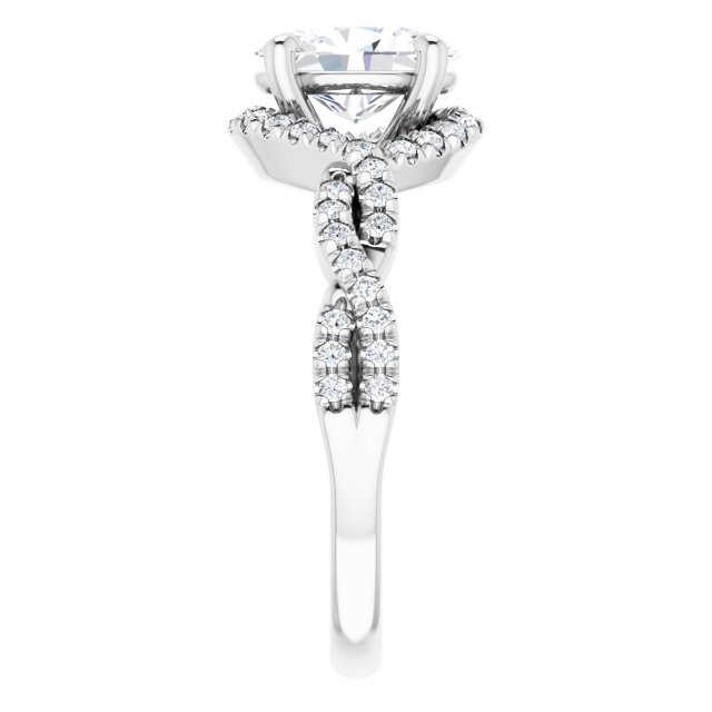 1.84 Tcw Oval Lab-Grown GH/VS2+ Bypass Halo Engagement Ring in 14KW | ViewE