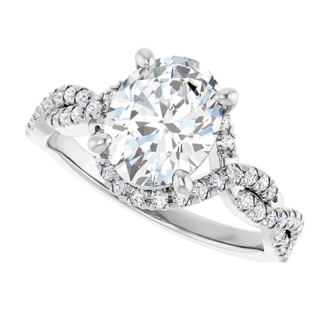 2.44 Tcw Oval Lab-Grown D/VVS2+ Bypass Halo Engagement Ring in 14KW | View5