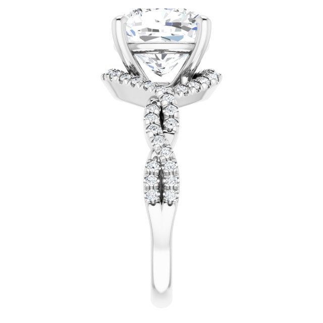 3.65 Tcw Cushion Lab-Grown GH/VS2+ Bypass Halo Engagement Ring in 18KW | ViewE 3.65 Tcw Cushion Lab-Grown GH/VS2+ Bypass Halo Engagement Ring in 18KW | ViewE