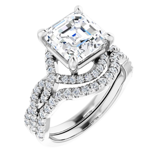 3.35 Tcw Asscher Lab-Grown EF/VS1+ Bypass Halo Engagement Ring in PLAT | AllComponents_ViewA