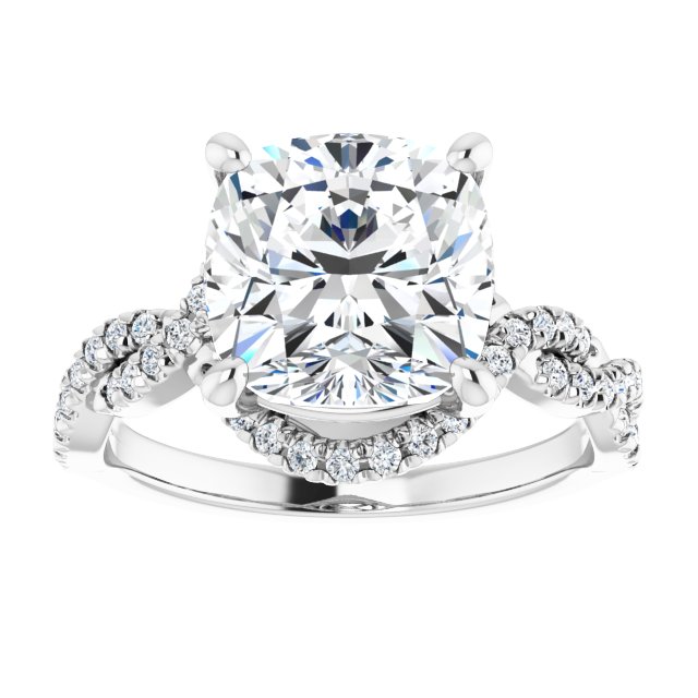 3.65 Tcw Cushion Lab-Grown GH/VS2+ Bypass Halo Engagement Ring in 18KW | ViewS 3.65 Tcw Cushion Lab-Grown GH/VS2+ Bypass Halo Engagement Ring in 18KW | ViewS