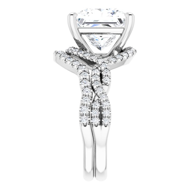 4.66 Tcw Square Lab-Grown EF/VS1+ Bypass Halo Engagement Ring in PLAT | AllComponents_ViewE