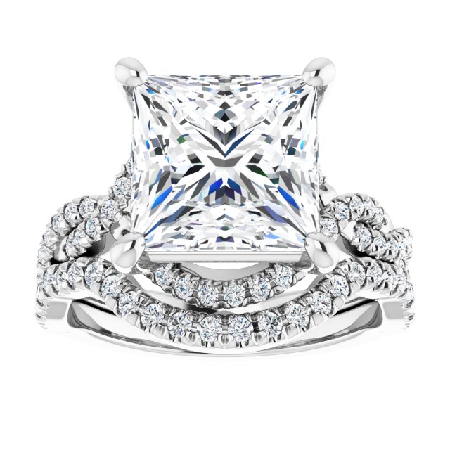 4.66 Tcw Square Lab-Grown EF/VS1+ Bypass Halo Engagement Ring in PLAT | AllComponents_ViewS