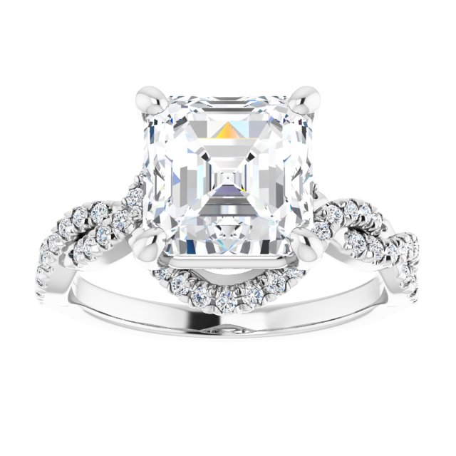 3.35 Tcw Asscher Lab-Grown EF/VS1+ Bypass Halo Engagement Ring in PLAT | ViewS