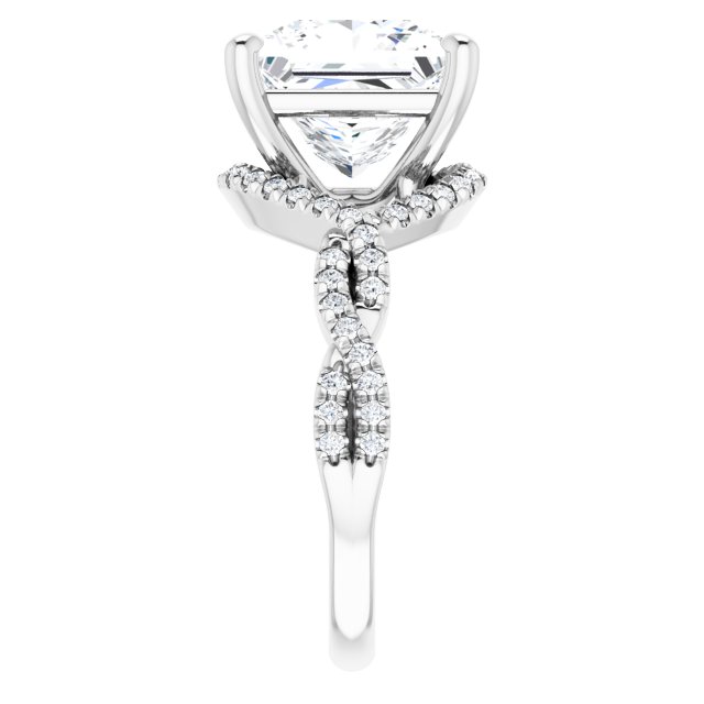 4.66 Tcw Square Lab-Grown EF/VS1+ Bypass Halo Engagement Ring in PLAT | ViewE