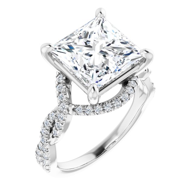 4.66 Tcw Square Lab-Grown EF/VS1+ Bypass Halo Engagement Ring in PLAT | ViewA