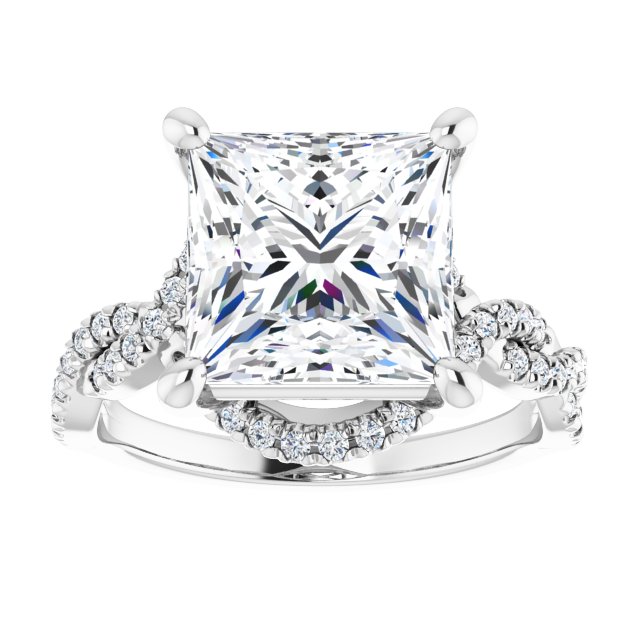4.66 Tcw Square Lab-Grown EF/VS1+ Bypass Halo Engagement Ring in PLAT | ViewS