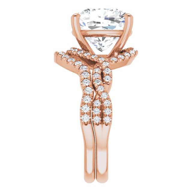 5.37 Tcw Cushion Diamond GH/VS2+ Bypass Halo Engagement Ring in 18KR | AllComponents_ViewE 5.37 Tcw Cushion Diamond GH/VS2+ Bypass Halo Engagement Ring in 18KR | AllComponents_ViewE