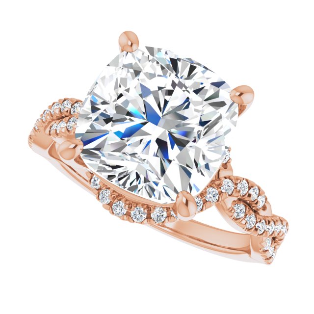 5.37 Tcw Cushion Diamond GH/VS2+ Bypass Halo Engagement Ring in 18KR | View5 5.37 Tcw Cushion Diamond GH/VS2+ Bypass Halo Engagement Ring in 18KR | View5